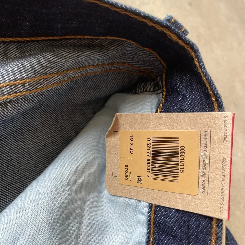 Levis 501 Original Fit Mens Jeans 40x30 Dark Wash Blue Denim Button Fly